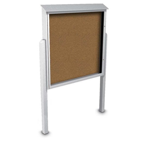Sliding Door Indoor Enclosed Corkboard, 4, UNITED VISUAL PRODUCTS, Mfr# UV9025ACSH-BRONZE-FORBO
